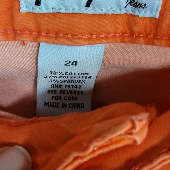 Klip Jeans Apricot Orange 5 Pocket Lightweight Jeans Rhinestone Accented Sz 24 - Picture 3 of 10